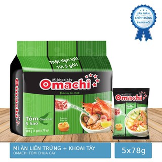 Lốc 5 Gói Mì khoai tây Omachi Tôm Chua Cay Gói 78g