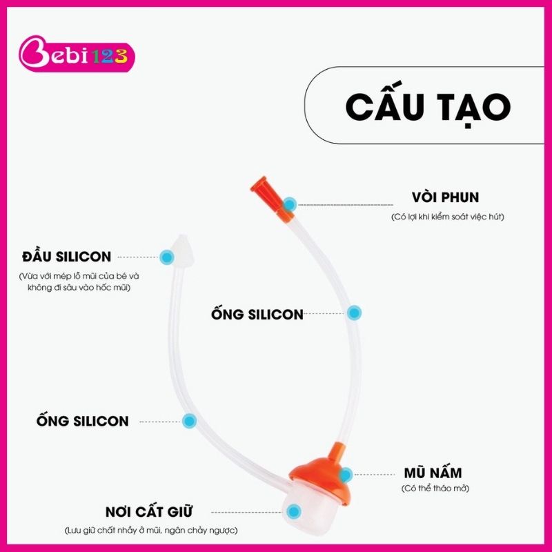 Hút Mũi Kichi Nhật Bản Silicon Đầu Mềm Cho Bé