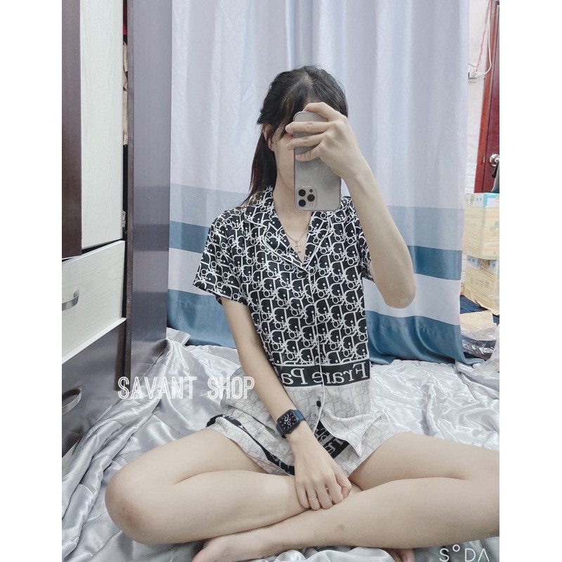 [ MẪU MỚI ] PIJAMA MẶC NHÀ CỘC ĐÙI HOẠ TIẾT DIORR SANG CHẢNH .