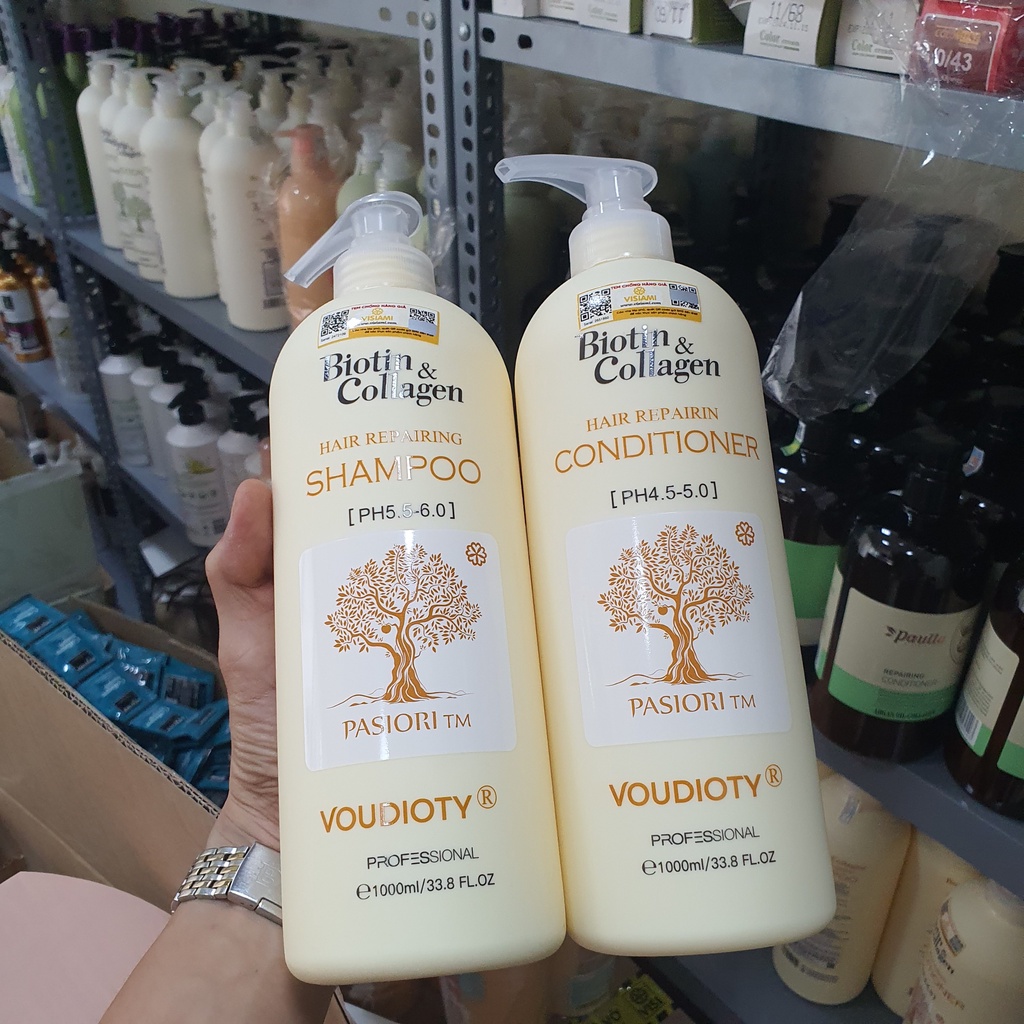 Dầu gội Biotin & collagen voudioty siêu mềm mượt kích thích mọc tóc chống rụng tóc, dầu gội biotin cặp 500ml – 1000ml