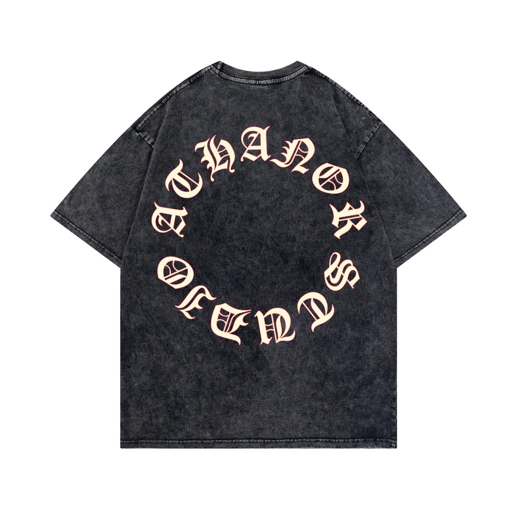 Áo wash xám ATHANOR form rộng tay lỡ unisex chất cotton 100% mẫu chữ A gothich loang xám