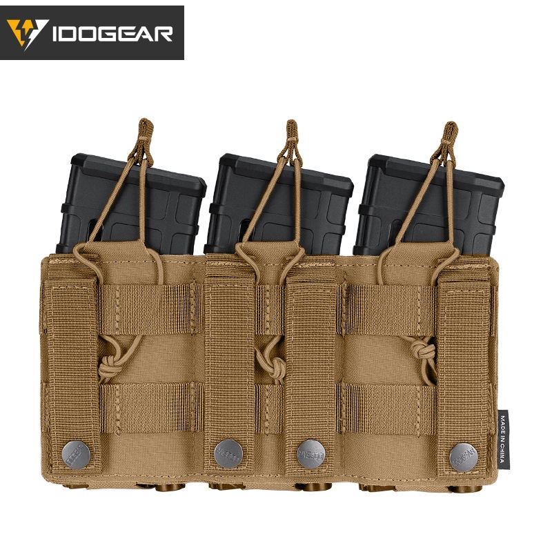 IDOGEAR Túi Ba Tạp Chí Chiến Thuật LSR 556, Ba Mag Tàu Sân Bay Nylon MOLLE Mag Pouch Túi Đựng Đồ Rằn Ri Quân Đội Cắt Las