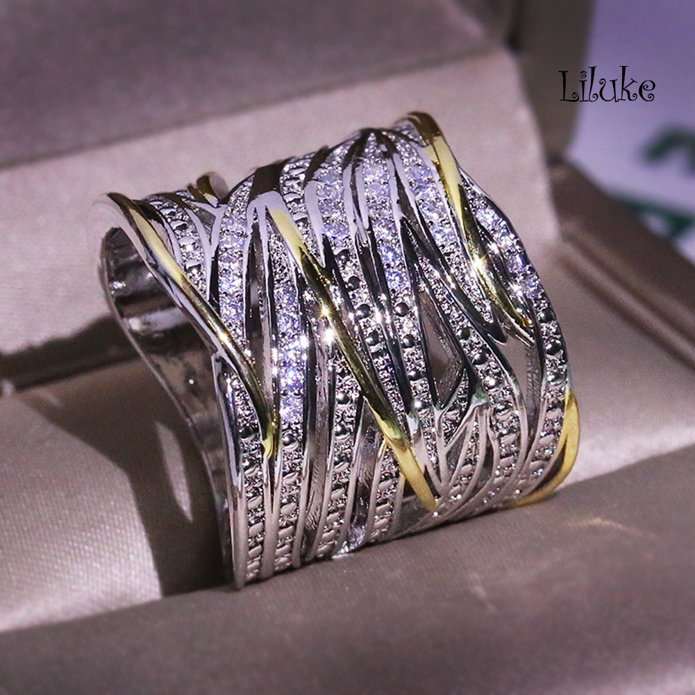 Nhẫn Hợp Kim Đính Đá Nhiều Lớp Xinh Xắn Cho Nữ