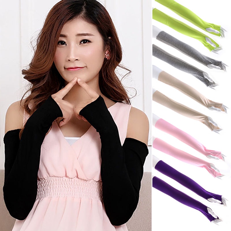 Găng tay hở ngón bằng cotton chống nắng tia UV dành cho nữ