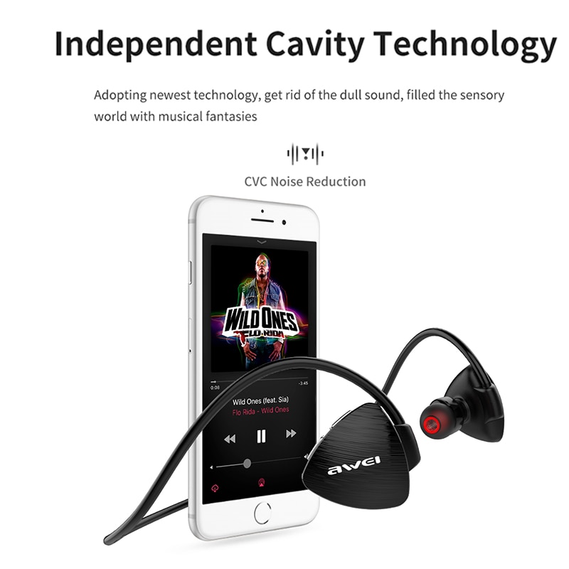 Set Tai Nghe Bluetooth AWEI A847BL Chống Thấm Nước Ipx4 Có Micro 17g Kèm Phụ Kiện