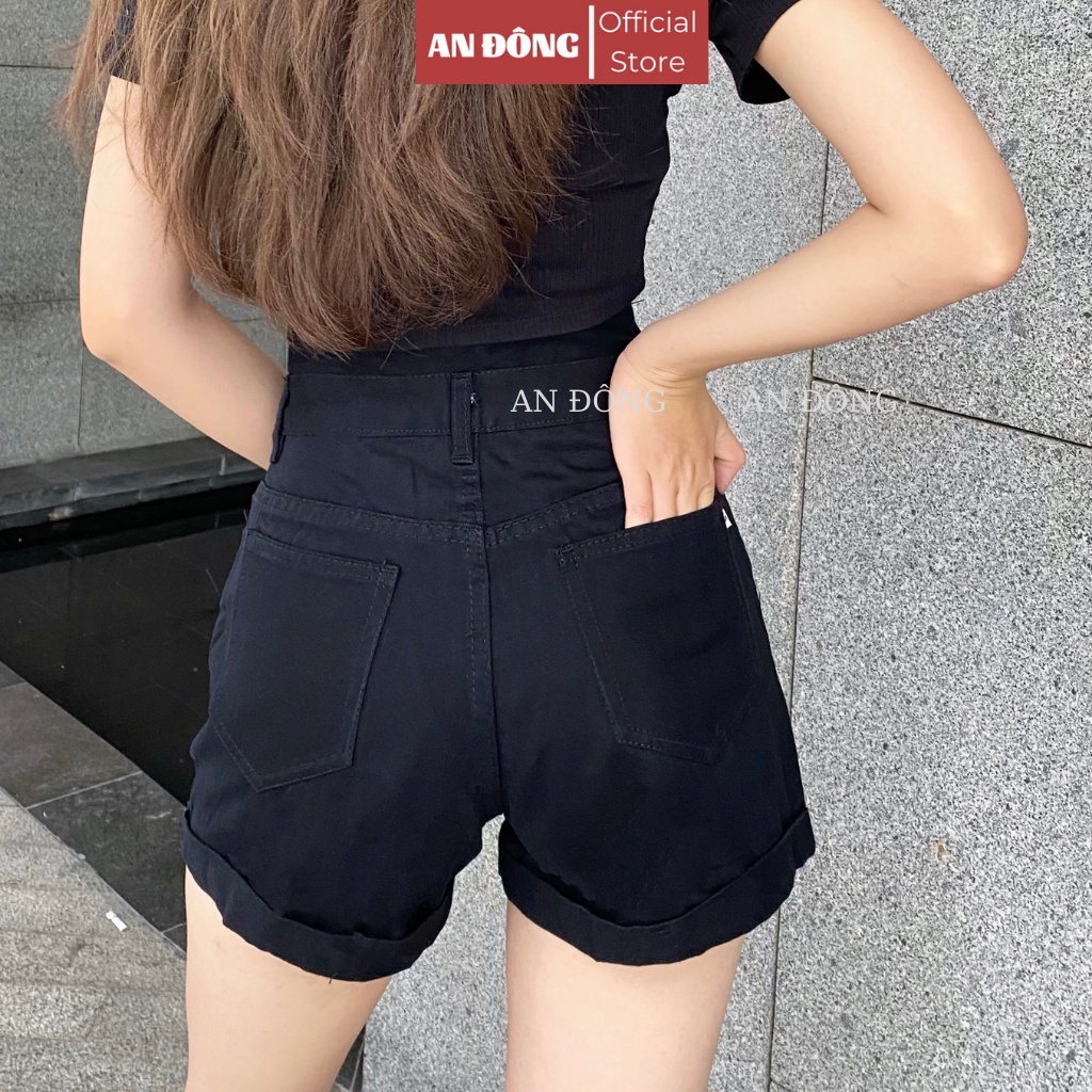 Quần short đùi kaki cạp cao, lai lật chất kaki mềm