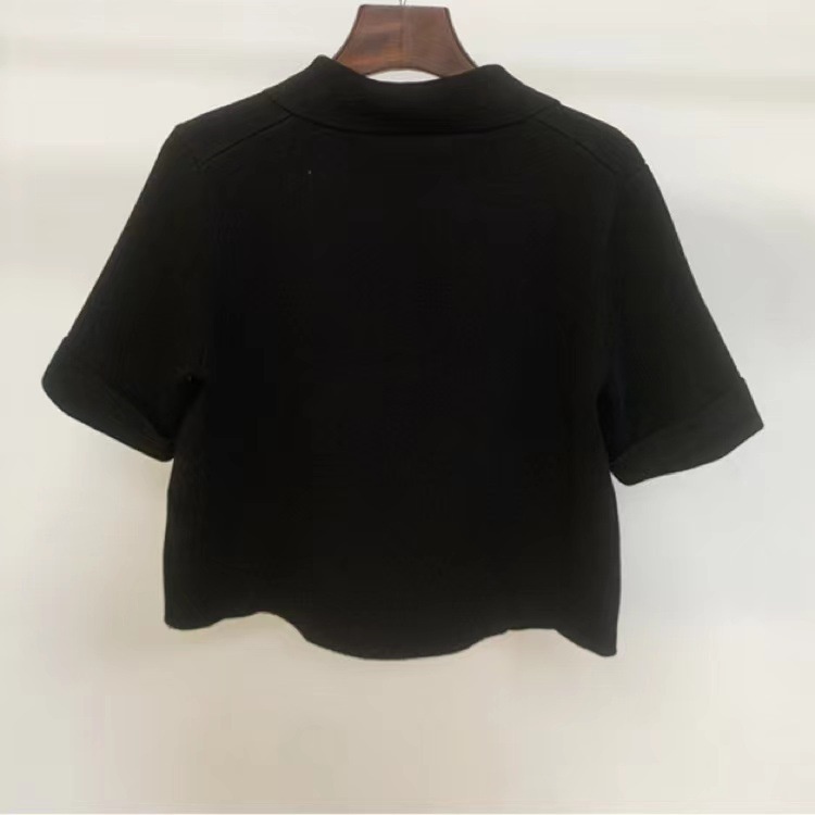 7SVT Maje 2022 summer new short-sleeved polo collar elegant short-sleeved knitted niche top for women