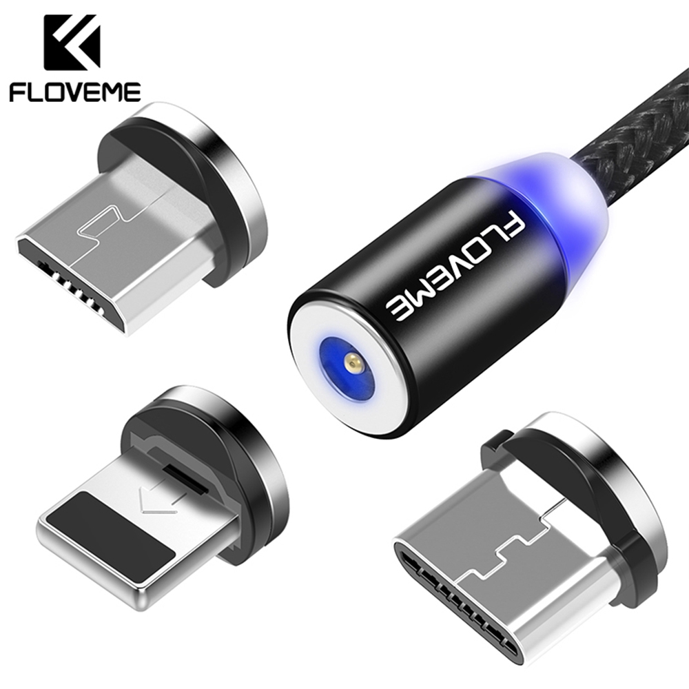 Dây sạc đầu nam châm Micro USB /Type C/Lightning 1M 2A cho iOS/Android
