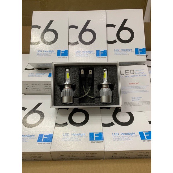 Đèn pha led C6 siêu sáng 3 tim LED - dùng cho ô tô - xe máy - Bh 6 tháng