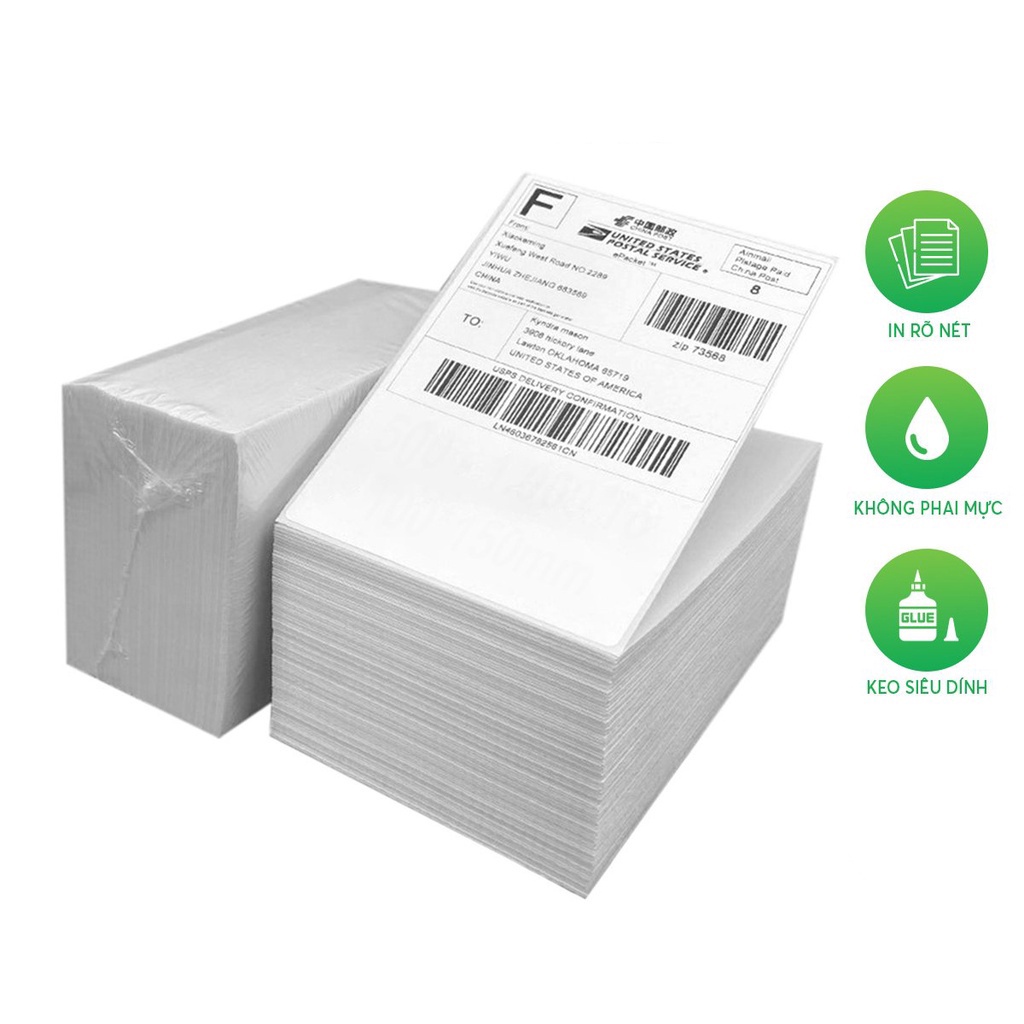Giấy In Nhiệt A7 khổ 75x100 In Tem Đơn Phiếu Vận Chuyển Sàn TMĐT, Giấy In Đơn Hàng (Tệp 500 Tờ)