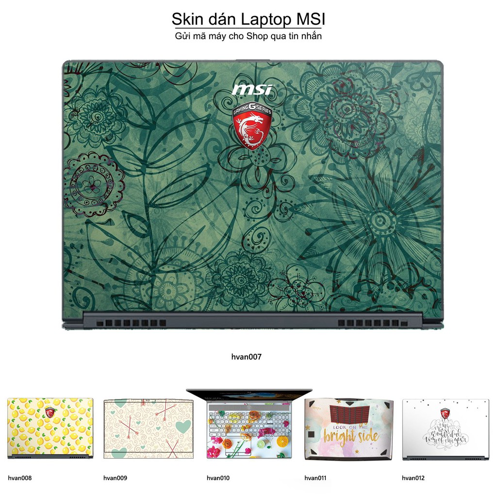 Skin dán Laptop MSI in hình Hoa văn _nhiều mẫu 2 (inbox mã máy cho Shop)