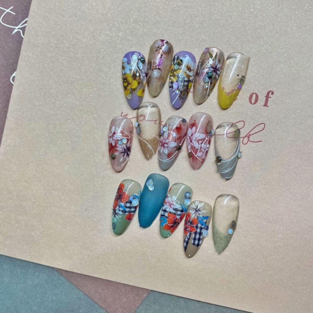 OCEANMAP Miếng Dán Trang Trí Móng Tay Họa Tiết Hoa Trắng Đen Siêu Mỏng Phong Cách Nhật Bản DIY