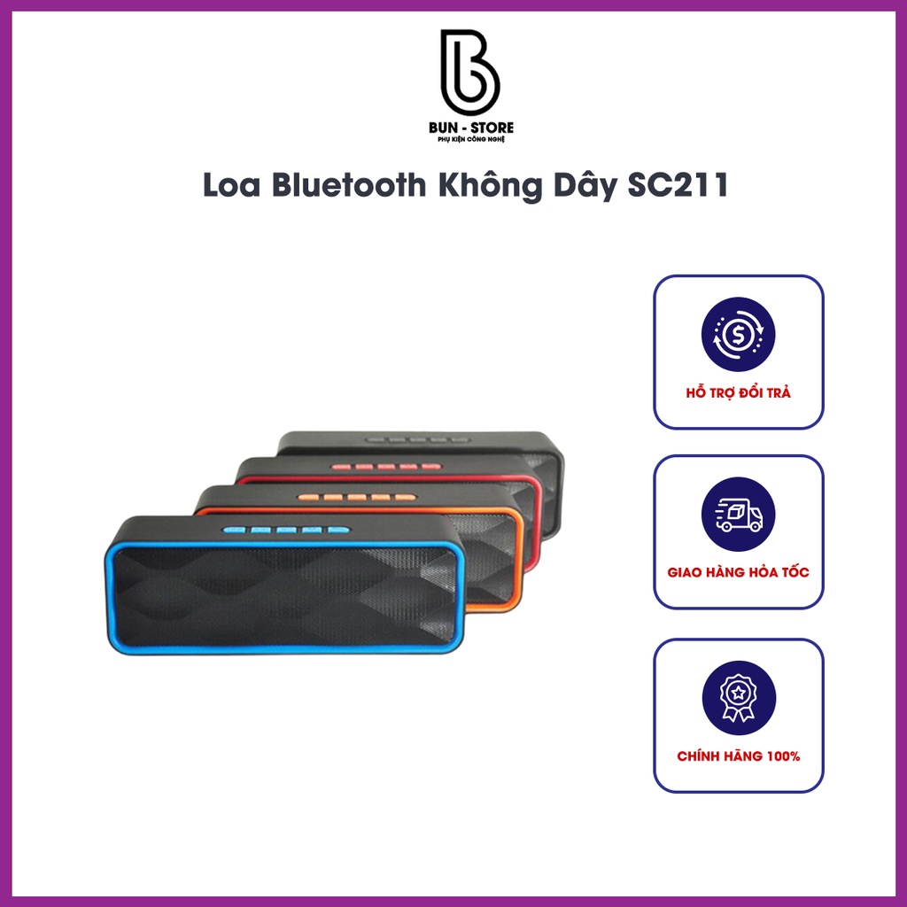 Loa Bluetooth Không Dây SC211, Loa Nghe Nhạc Cầm Tay Di Động Nhỏ Gọn, Âm Thanh Chất Lượng, Bass Trầm Ấm.