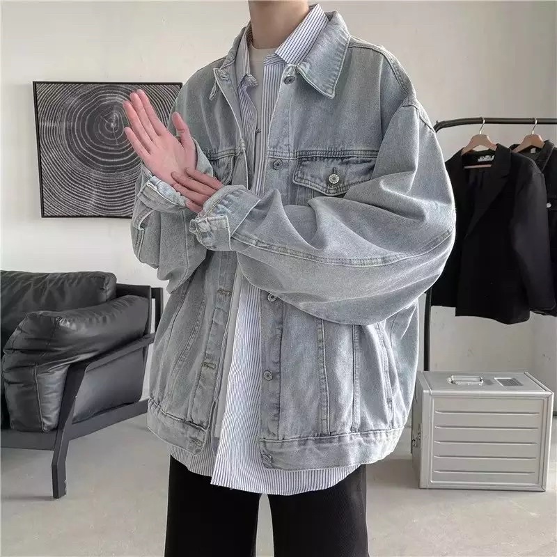 ÁO KHOÁC JEANS BÒ DENIM JACKET FASHION UNISEX-màu xanh bạc