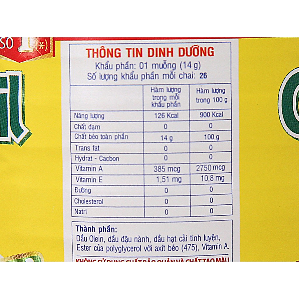 Dầu Thực Vật Tường An Cooking Oil chai 400ml
