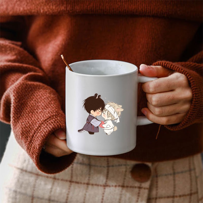 Cốc sứ trắng in hình NO LOVE ZONE anime chibi dễ thương xinh xắn