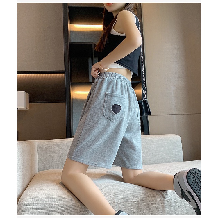 Quần lửng tim túi form rộng unisex chất thun umi dày dặn phong cách Ullzang Hàn Quốc