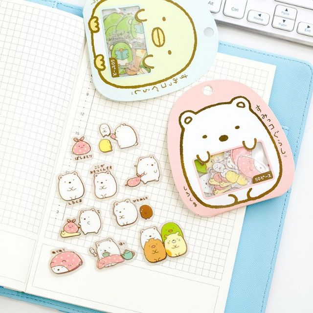 Combo 50 stickers hình gấu động vật ngộ nghĩnh