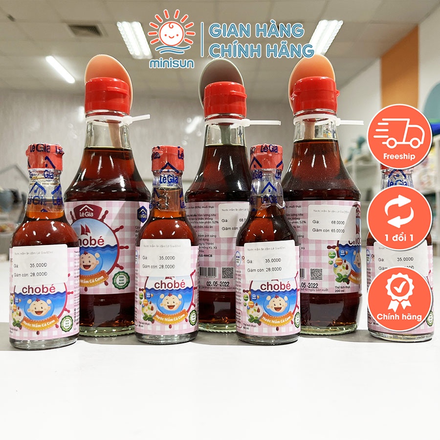 Nước mắm cho bé ăn dặm Lê Gia muối nhạt chính hãng chai 60ml, 200ml