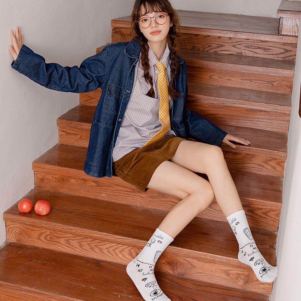 SOMEDAYZL Tất In HìNh MặT CườI Dễ Thương Cho CặP Đôi