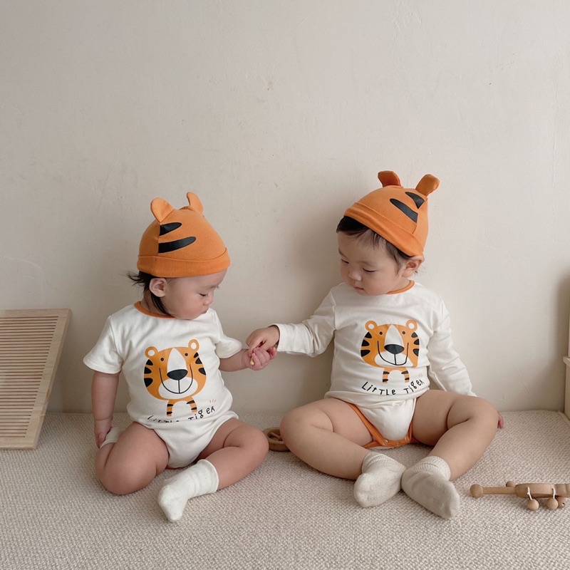 Bodysuit cho bé_Bộ liền thân tặng kèm mũ hổ siêu cưng cho bé trai và bé gái