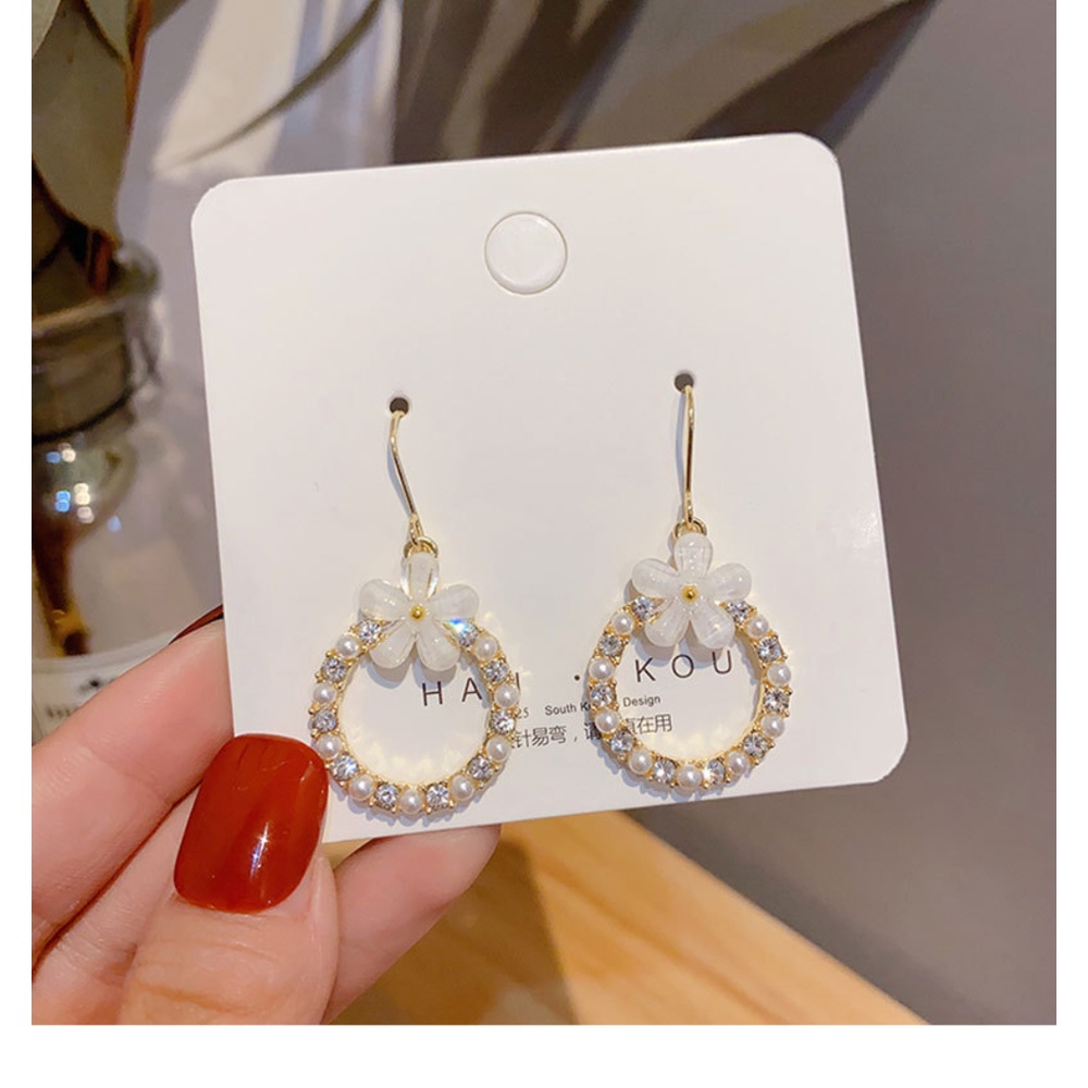 Đôi Khuyên Tai HìNh Hoa ĐíNh HạT NgọC Trai Giả ThờI Trang Cho Nữ