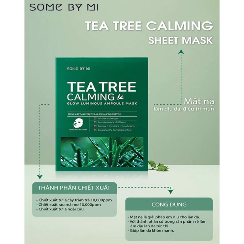 Mặt Nạ Chiết Xuất Tràm Trà Làm Dịu Da, Giảm Mụn Some By Mi Tea Tree Calming Sheet Mask 25g