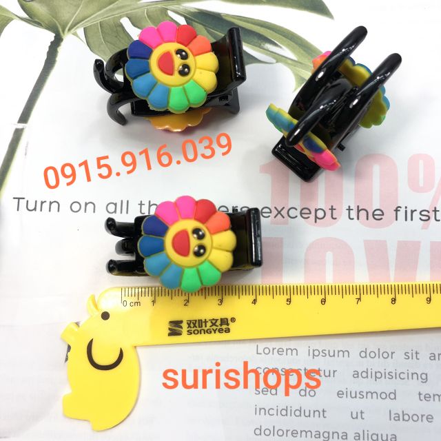 Kẹp gấp tóc 3 răng hoa cười, Kẹp càng cua đính hoa