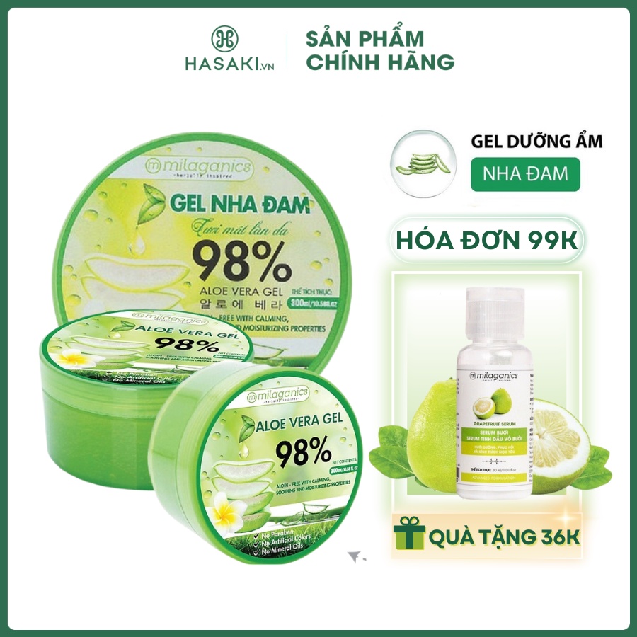 Gel Nha Đam Milaganics Dưỡng Ẩm & Làm Mềm Da 300ml - Hasaki - Hàng Chính Hãng