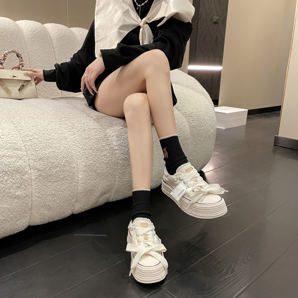 Giày Thể Thao Nữ Đế Bánh Mỳ Dày Phong Cách Ulzzang Hàn Quốc