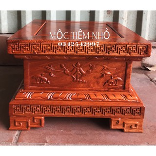 Kỷ vuông-Đôn vuông-Đế nhất sơn vuông gỗ hương chân loa chiện chiện cao 20cm
