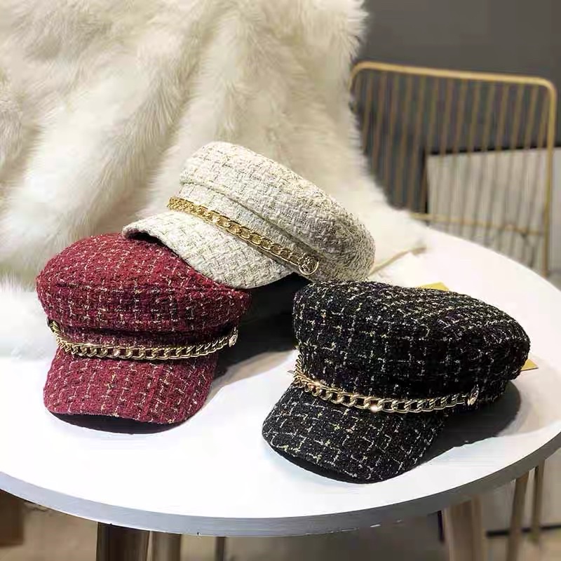 Mũ dạ beret Hải quân có dây chỉnh vòng đầu phong cách Hàn Quốc cực xinh