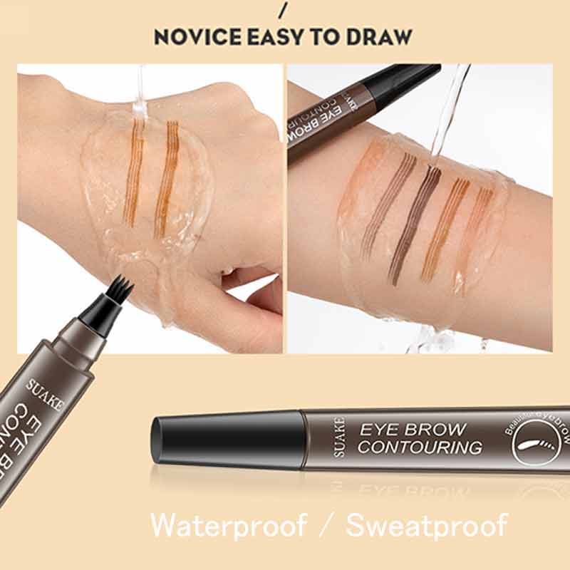 Bút kẻ lông mày dạng lỏng 4 ngòi nhỏ chống thấm nước lâu trôi