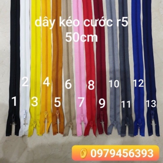 Dây khóa kéo HKK cước R5- 50cm- 12 cái/1 túi