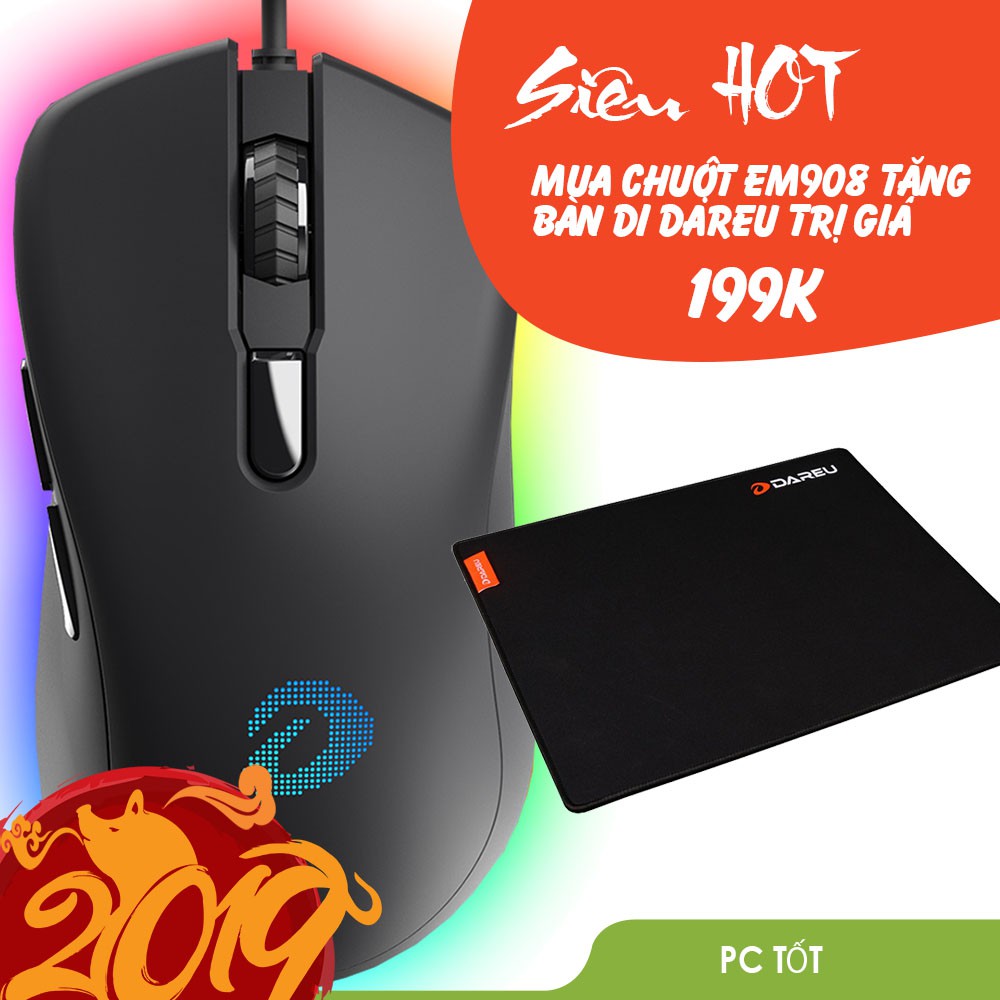 Chuột Gaming DAREU EM908 (LED RGB, BRAVO sensor)-Tặng bàn di chuột | BigBuy360 - bigbuy360.vn