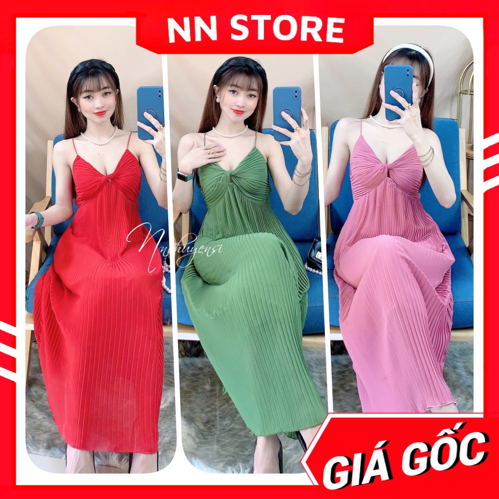 Đầm voan dập li suông phom rộng kiểu 2 dây xoắn ngực bầu bí bon chen thoải mái 🛑 Đầm bầu TP111