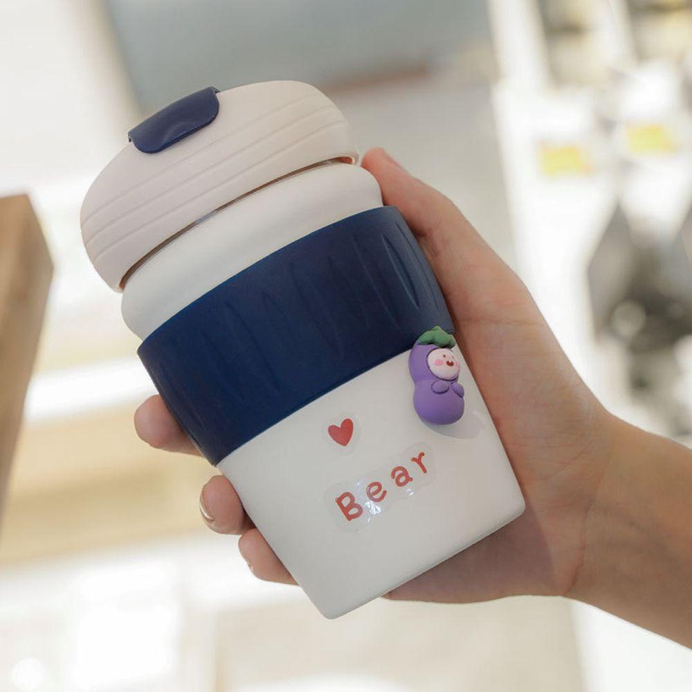 PISTA Bình Nước Chân Không 350ML Kèm Ống Hút Họa Tiết Hoạt Hình Dễ Thương Cho Bé