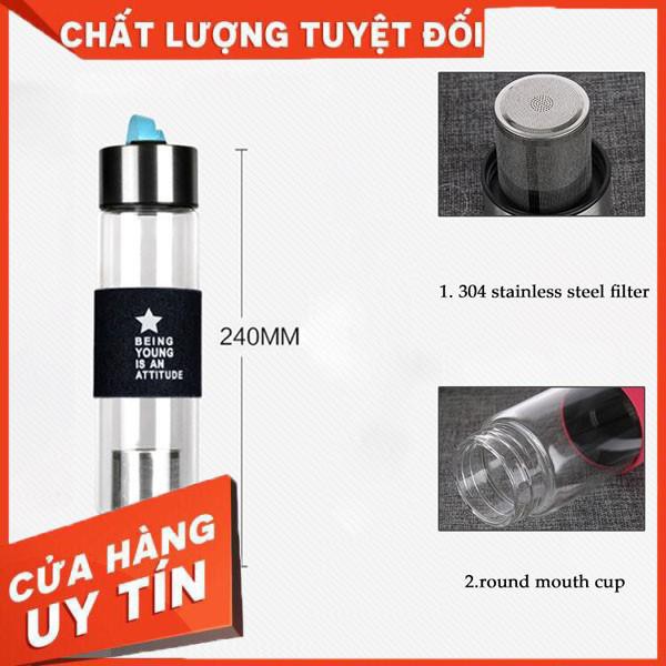 Bình thủy tinh 2 đáy chịu nhiệt có lọc trà 450ml