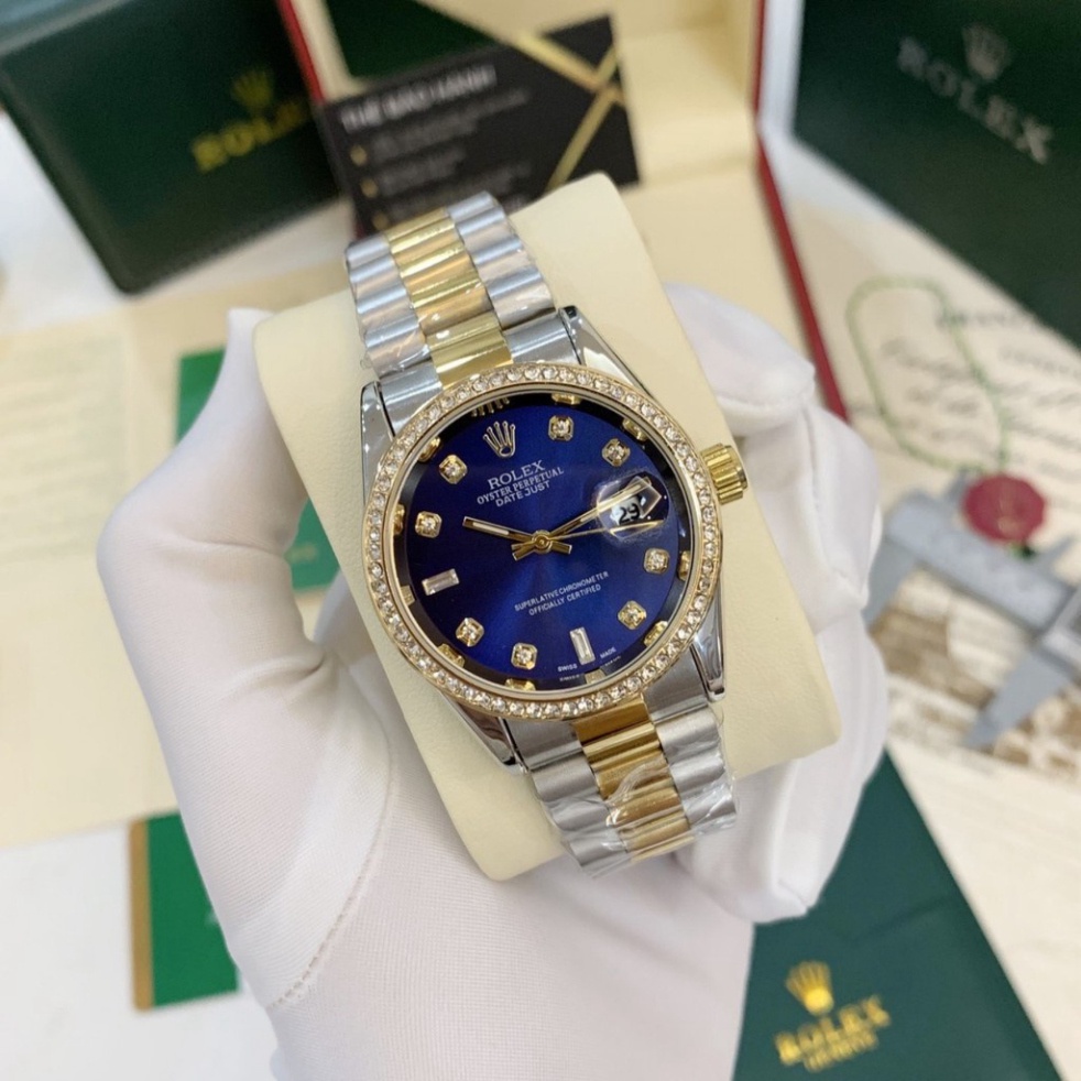 Đồng hồ Rolex nam - viền đá daimond cao cấp, dây kim loại đúc nguyên khối không bay màu, thời trang sang trọng, quý phái