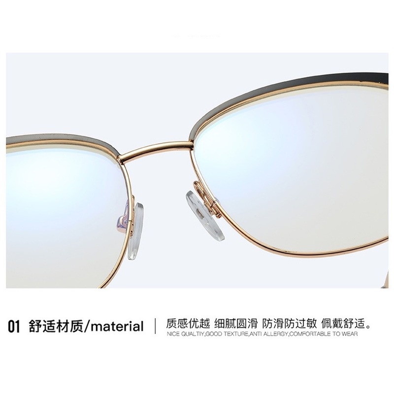 Kính Cận Gọng Kim Loại Tròng Hình Mắt Mèo Chống Ánh Sáng Xanh Thời Trang Phương Tây Cổ Điển Cho Nữ