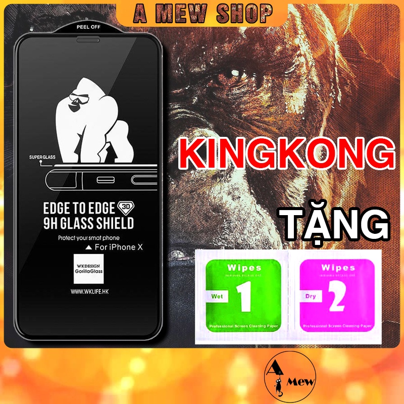 Kính Cường Lực Iphone KingKong Full Màn (Nobox - Tặng Giấy Lau)6/6plus/6s/6splus/7/7plus/8/8plus/x/xr/xs/11/12/pro