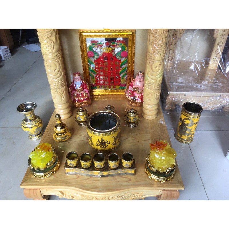 Combo Bộ Thần Tài Gốm Sứ Kim Sa 3D Hải Phát