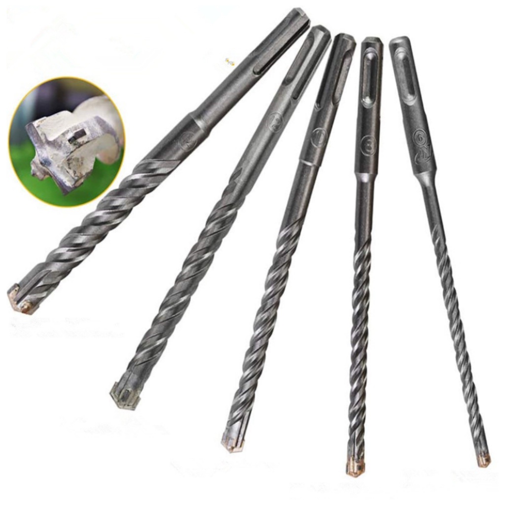 Mũi khoan bê tông đầu chữ thập chuôi tròn dài 35cm cho máy khoan gài