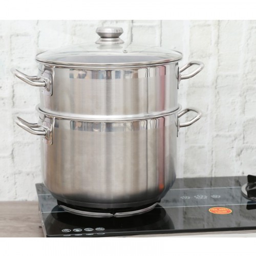 Bộ nồi xửng inox 3 đáy nắp kính 28cm FIVESTAR ST28-3DG