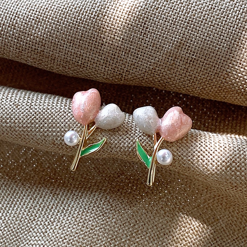 Bông Tai Mạ Bạc 925 Hình Hoa Tulip Phong Cách Hàn Quốc Thời Trang Mùa Hè Cho Nữ