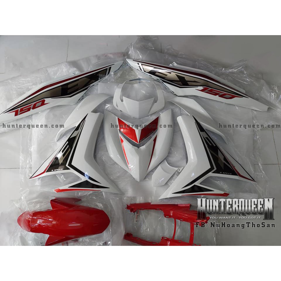 Tem rời Exciter 150. Chất liệu candy xe trắng. Thay đổi màu sắc và chi tiết theo yêu cầu. Sắc nét, bền màu