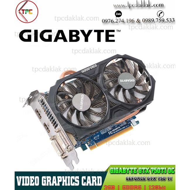 Card màn hình Gigabyte GTX 750TI OC 2GB D5 128BIT| GTX-750TI OC 2GB / 128bit / DDR5 GV-N75TOC-2GI | BigBuy360 - bigbuy360.vn