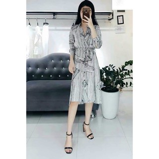 Váy sơ mi loang kèm đai