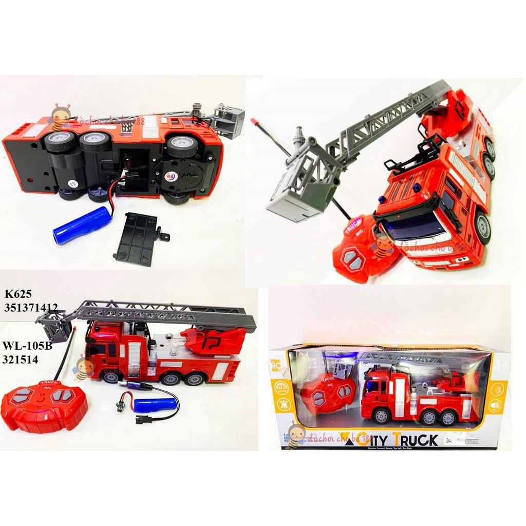 Xe Cứu Hỏa Điều Khiển thang kéo 42cm Xe Cứu Hỏa Điều Khiển Phun Nước Từ Xa, xe cứu hoả thang kéo điều khiển tù xa vôlăng