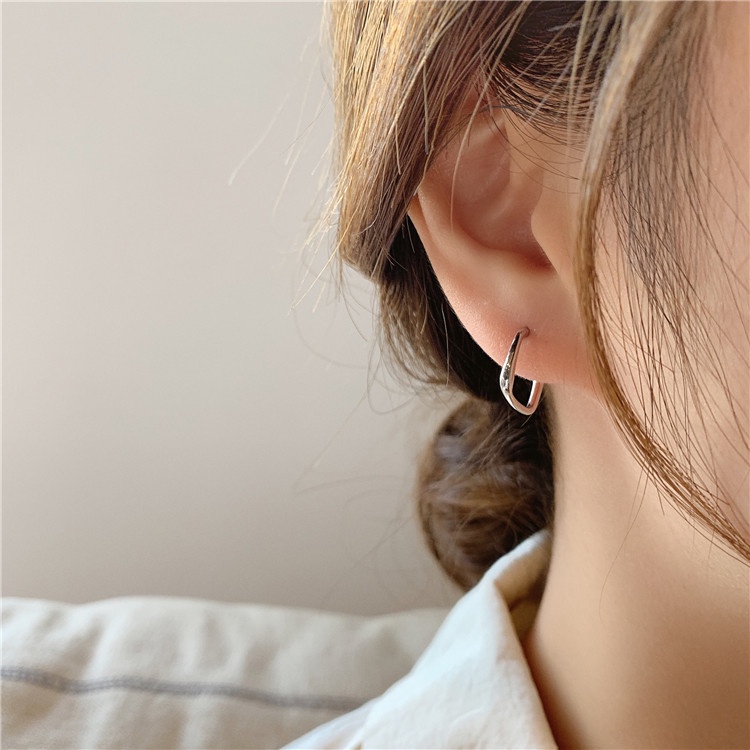 Hoa tai mạ bạc 925 dáng vuông đơn giản phong cách Hàn Quốc thời trang dành cho nữ